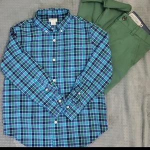 Outfit- Button-down shirt and Green chinos